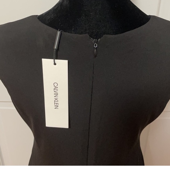 Calvin Klein Black Faux Leather Suede Lined Sheath Dress NWT - Picture 10 of 13